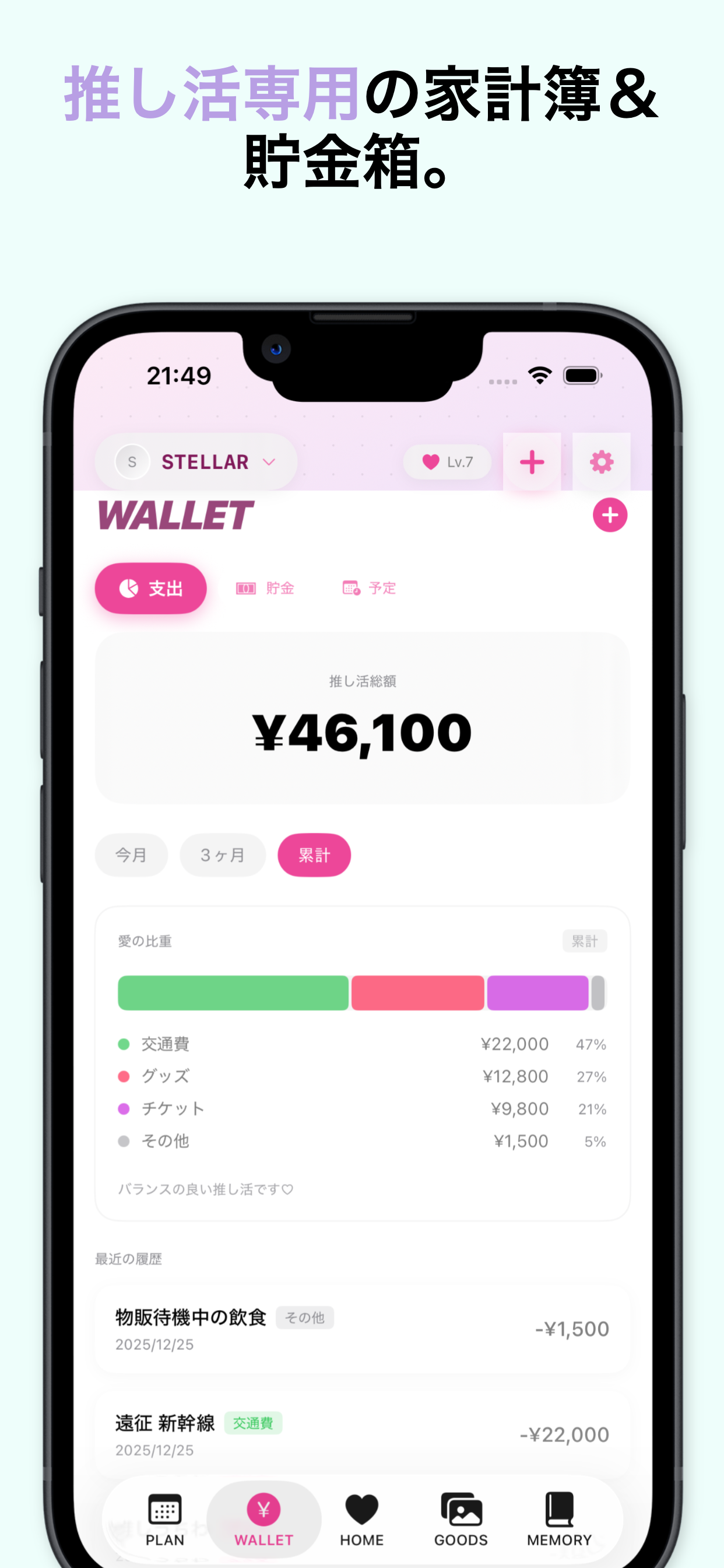 推し活専用の家計簿と貯金箱