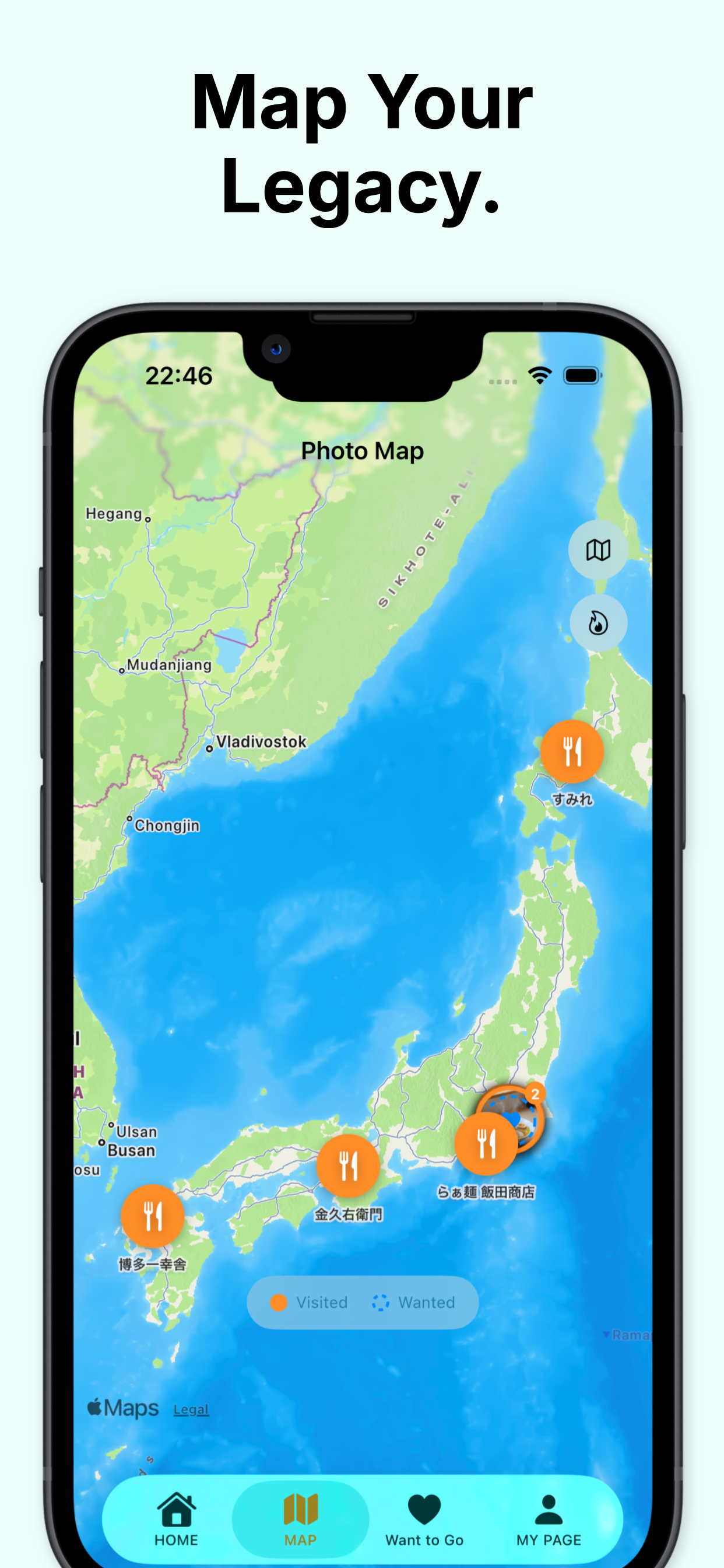 Photo map - your ramen journey on a map